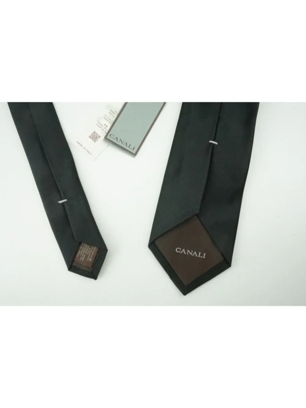 Canali Solid Coal Black 100% Silk Tie Brand New With Tags